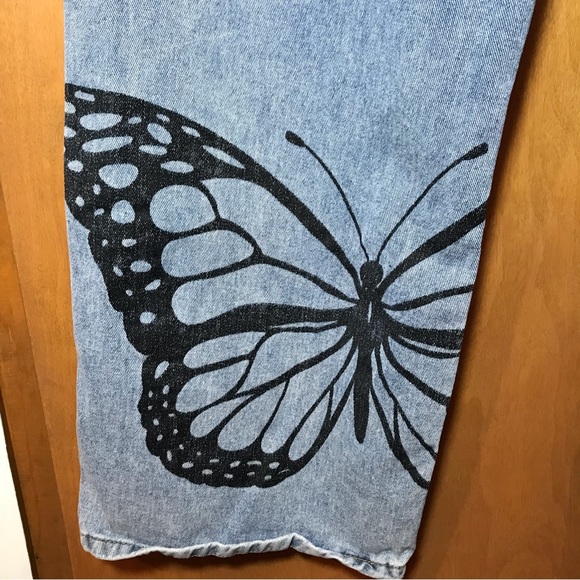 Butterfly 🦋 boho women’s jeans high rise wide leg size 12 - Picture 6 of 16
